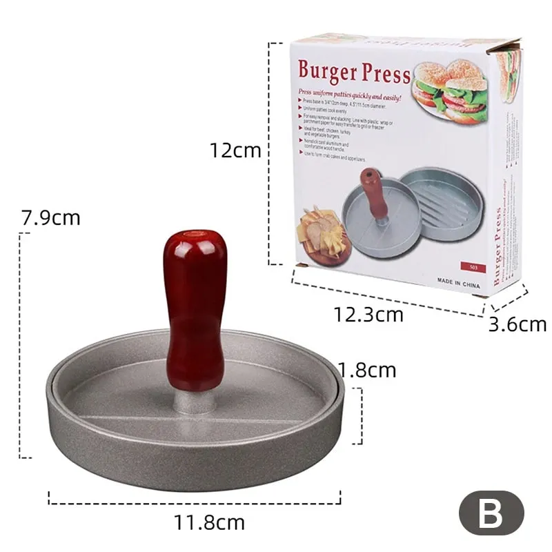 Burger Press Stainless Steel Smash Hamburger Presses Meat Mold for Deli Meats Kitchen Accessories Patties Meat Masher Circular