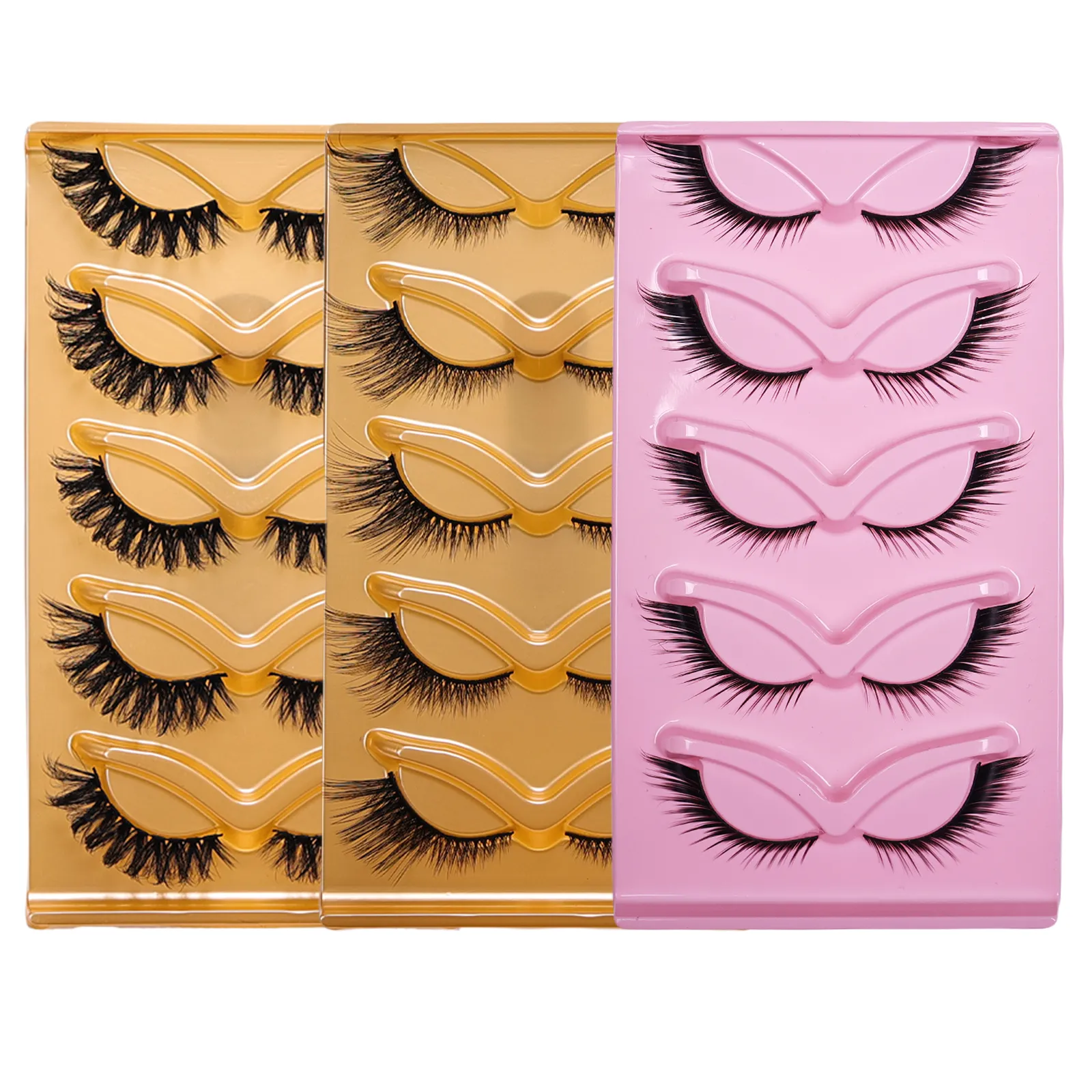 5 Pairs Cat Eye False Eyelashes Eye End Lengthening Long Curling Thick Fluffy All-match Comfortable Fake False Eyelashes — image 5