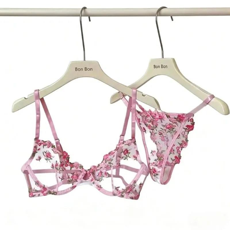 Women Sexy Lace Embroidered Ultra Thin Sheer Unpadded Underwire Push Up Bra Lightweight Soft Exquisite Lingerie Sizes 32-38
