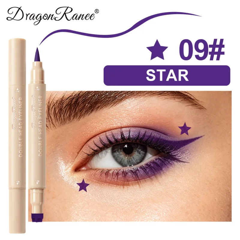 2-in-1 Double Ended Stamp Seal Eyeliner Quick Drying Waterproof and Sweat Proof Not Easy To Smudge Colorful Eye Makeup EyeLiner