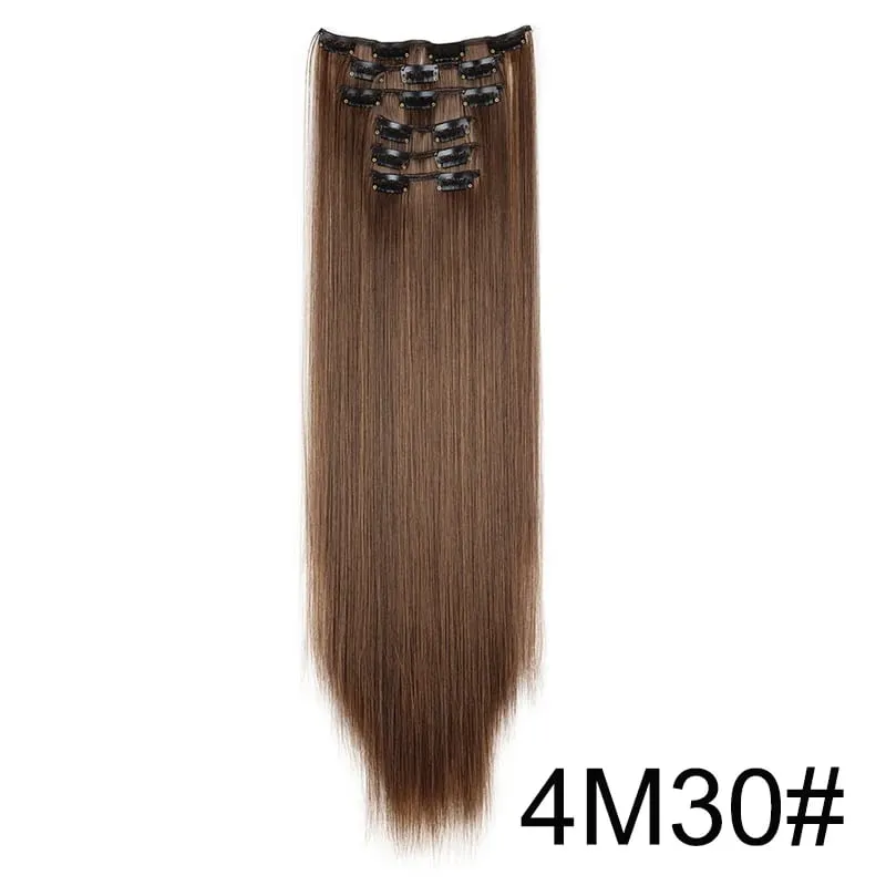 24Inch Synthetic 6pcs/set Long Straight Clip-in Hair Extension Heat Resistant Fiber Hair for Women Hair Accessories — image 14