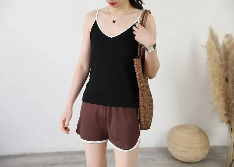 Spaghetti Strap tops Women Halter V Neck Camis Tank Solid color basic sleeveless Camisole Top