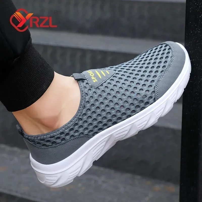 Sapatos de malha respirável masculino deslizamento em tênis casuais masculinos antiderrapantes sapatos de caminhada ao ar livre para homem