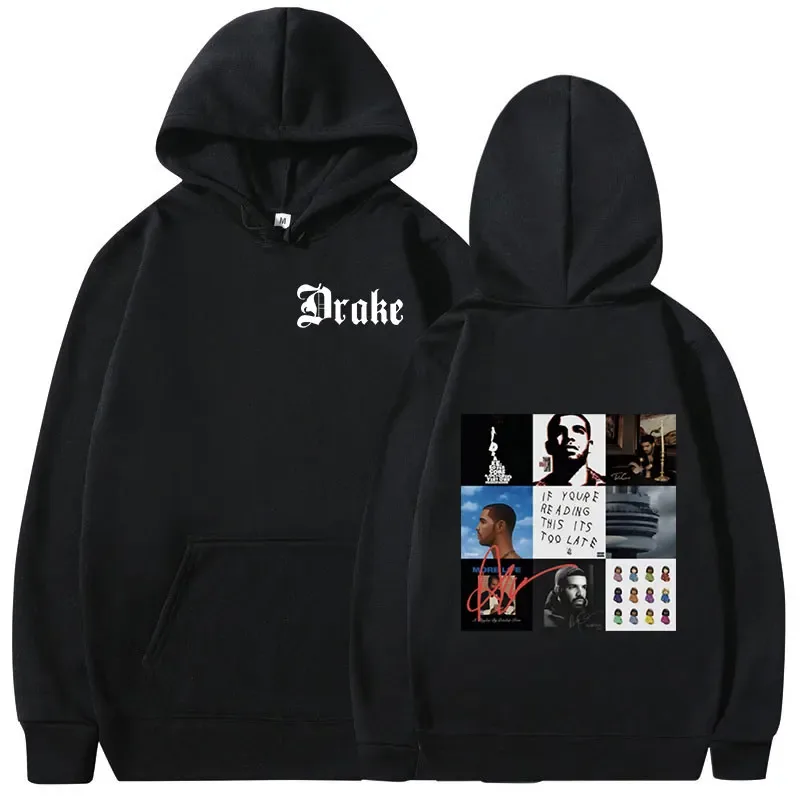 Rapper Drake Music Album Cover Graphic Hoodies Men's Fashion Hip Hop Vintage Sweatshirts Autumn/Winter Fleece Warm Pullovers Y2k