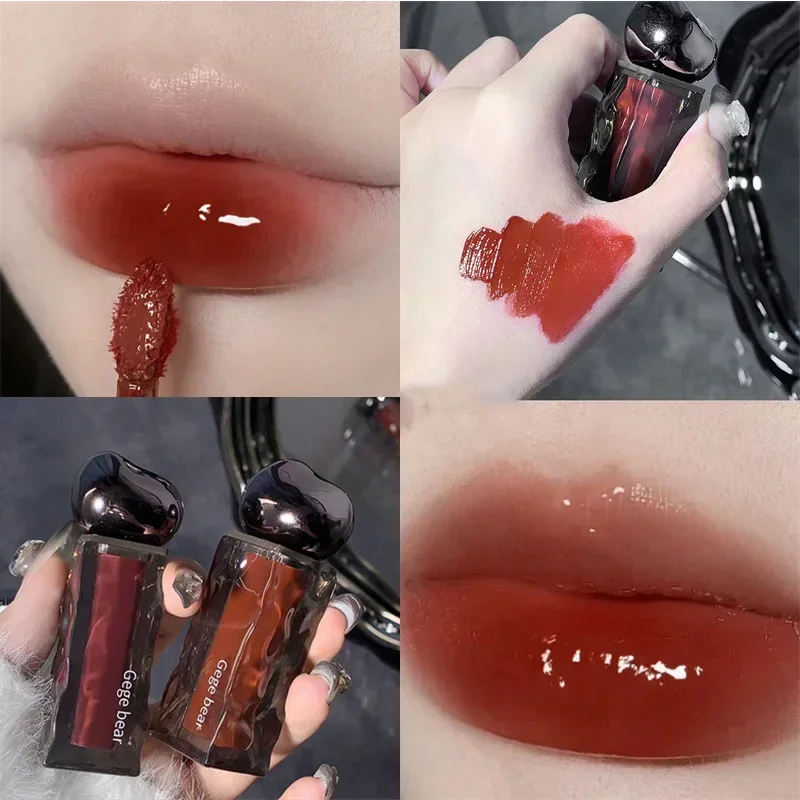 Transparent Water Glossy Orange Lip Gloss Red Mirror Jelly Liquid Lipsticks Moisturizing Long-lasting Lip Tint Stain Cosmetics
