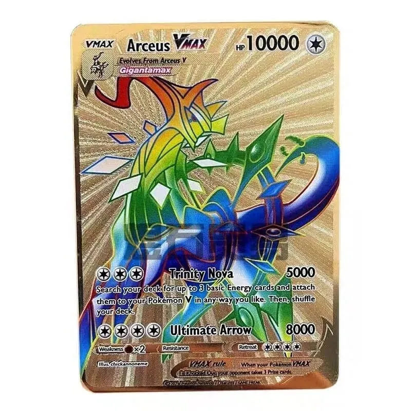 Skvělá NOVÁ Pokemon Metal Card 10000 bodů Arceus Charizard Super Card Anglický Mewtwo Lucario Greninja Lillie Anime karty
