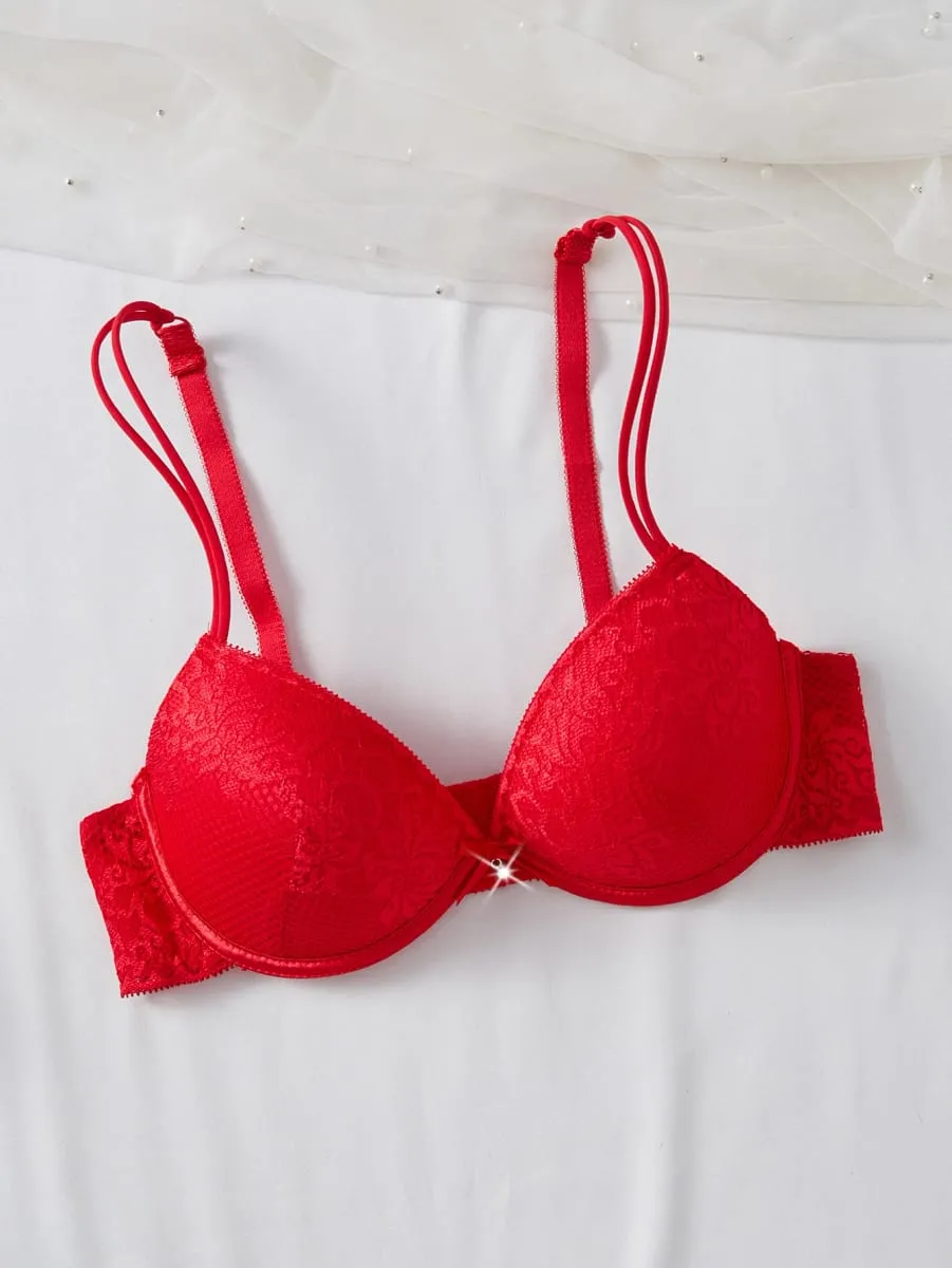 4 adet kadın iç çamaşırı seti seksi çiçek dantel Push Up sütyen şeffaf nefes külot şık rahat seksi iç çamaşırı
