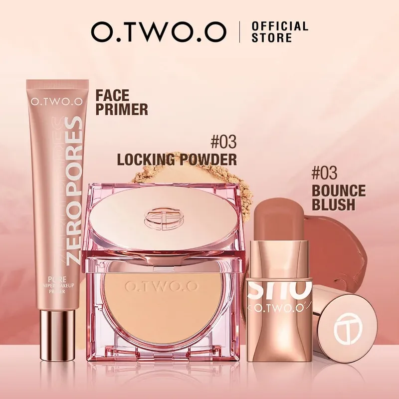 O.TWO.O 3 stks Make-up Set 3 In 1 Lippenstift Blush Stick SPF 30PA + Gezicht Instelling Poeder Gezicht Primer Make-up Basis Cosmetica Kit