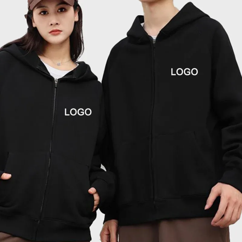 Tùy Chỉnh In Hình Dây Kéo Áo Khoác Nam Thời Trang Tay Dài Dây Kéo Lên Áo Nỉ Nữ Cá Tính Hoody Chui Đầu Sudadera