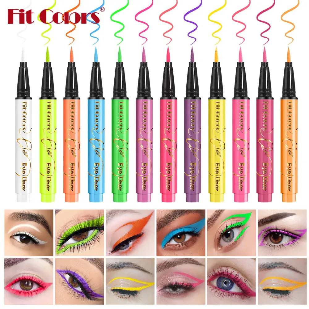 UV Fluorescent Glow Liquid Eyeliner Pen Waterproof Face Color Paint Neon Colorful Halloween Christmas Party Art Stage Eye Makeup