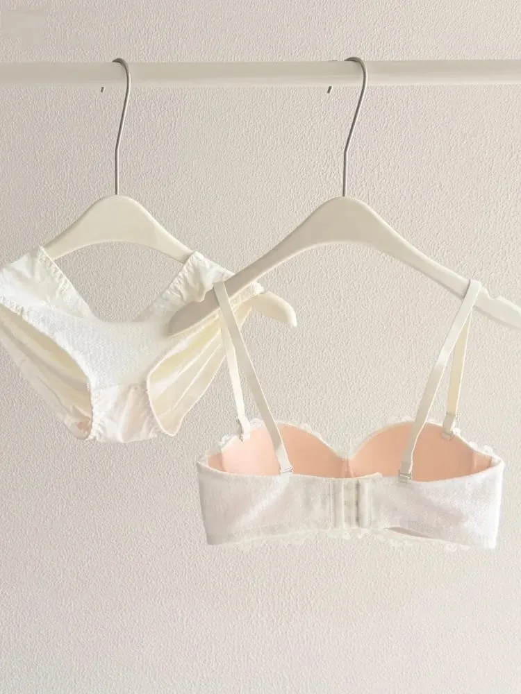 Set di lingerie sexy in pizzo push up imbottito spesso per il seno piccolo che migliora il modellamento del reggiseno a mezza coppa nascosto intimo intimo