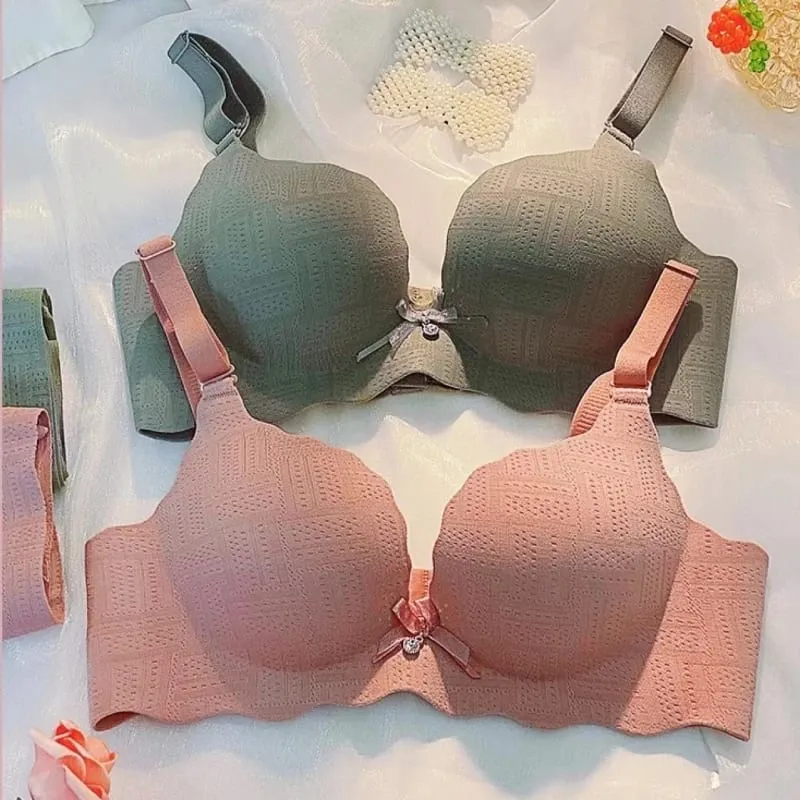 Small Breasts Show Big Underwear Deep V Push-ups No Steel Ring Flat Chest Special Bra Thickened Push-up Bra Set