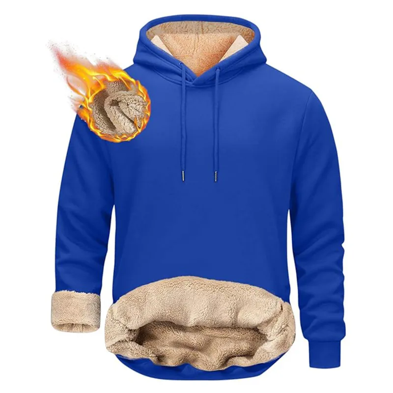 Winter männer Warme Hoodies Sport Dicke Sweatshirts Winddicht Thermische Casual Einfarbig Lose Langarm Pullover Streetwear