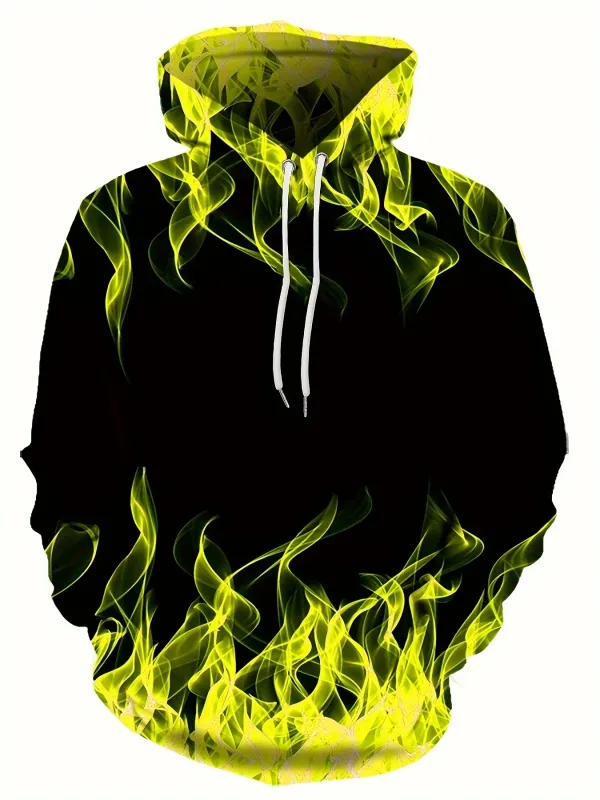 2024 Creative Flame 3D Print Hoodie Cool Hoodies Mens Spring Autumn Pullover Hooded Sweatshirt Oversized Harajuku Y2k Clothes