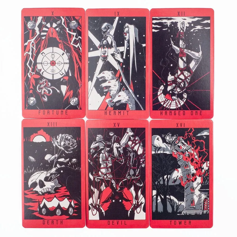 Lost Hollow Tarot 80-Card Game Set with Guidebook - Red Gilded Edges Perfect for Family Parties Compact Size 10.3x6cm — image 5