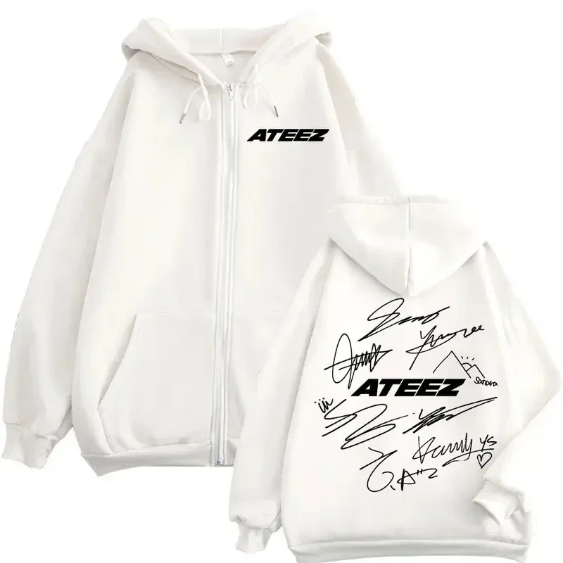 Limited Kpop ATEEZ Logo Double Sided Print Zipper Hoodie Fashion Hip Hop Zip Up Sweatshirts Men Women Casual Oversized Pullovers — image 12