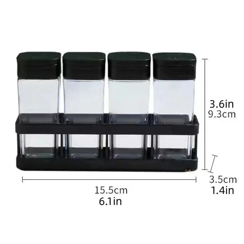 Spice Organizer Set 4-in-1 - Stackable Kitchen Bottles Airtight Lids for Salt Pepper Baking Countertop Space Saver Jars — image 8