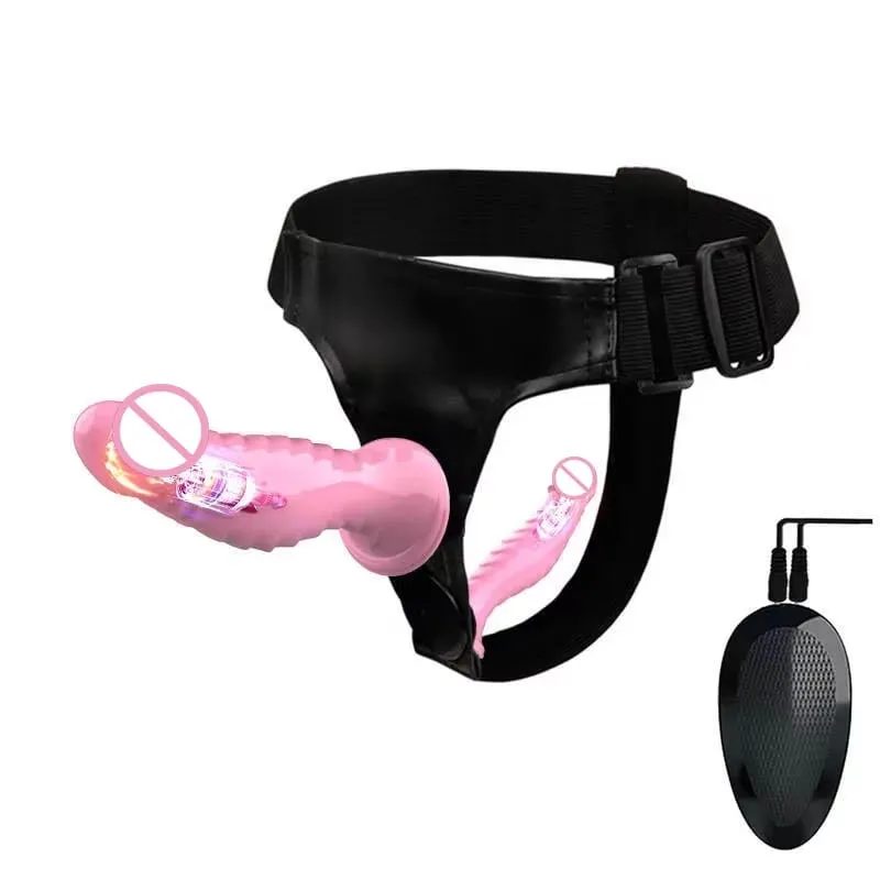 New Wired Remote - Vibe Leather Panties Dildo Set: Seahorse - Shaped Realistic Design Perfect for Lesbian Intimate Adventures