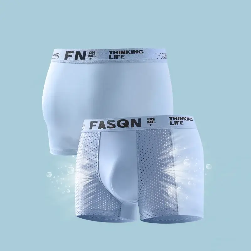 3PCS 럭셔리 속옷 남자 팬티 얇은 복서 대형 통기성 남자 팬티 빠른 건조 얼음 실크 반바지 플러스 속옷