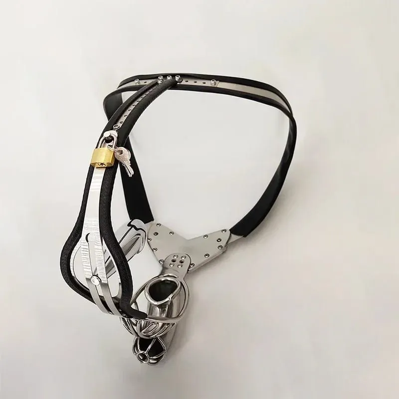 Male Stainless Steel Chastity Belt Lockable Chastity Cage Silicone Adjustable Waist Chastity Device BDSM Slave Sex Toy for Men