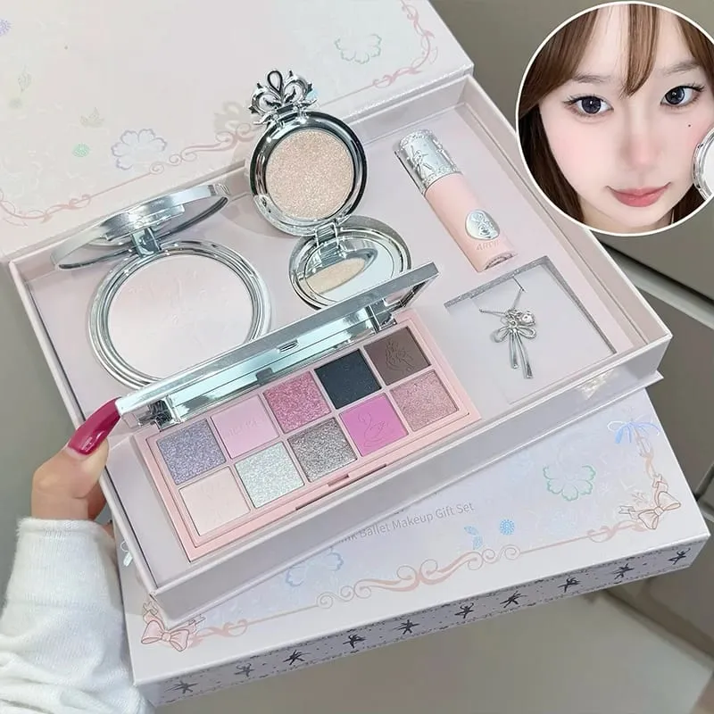 Makeup Sets Include 1*Lip Stain 1*Pressed Powder 1*Highlight Powder 1*Eyeshadow Palette With Necklace Gift Cosmetics Kit