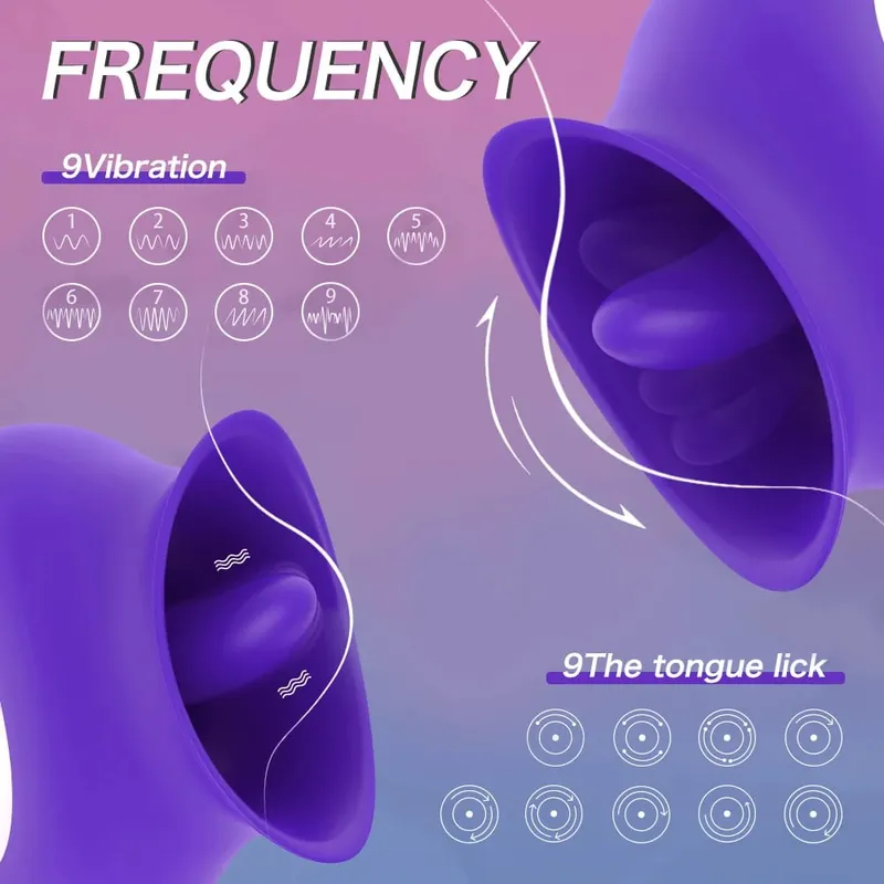 Vibrador para lamer la lengua y el clítoris, juguete sexual para clítoris y pezones de 9 velocidades para mujeres, estimulador del orgasmo del punto G, juguete de masturbación femenina