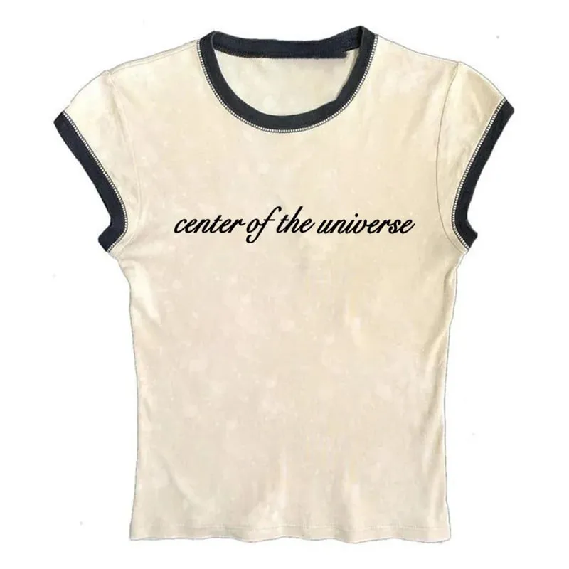 Y2k Crop Top Harajuku Women Letter Print T-Shirts Slim Retro Fashion Camis Grunge Vintage Tee Streetwear Aesthetic Clothing Sexy