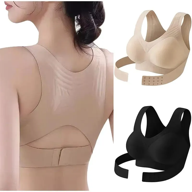 Front Buckle Cross Seamless Bra Anti-sag Gathering Push-up Coat Comfortable Sports Yoga Fitness Bra With Cross Back Support — image 1