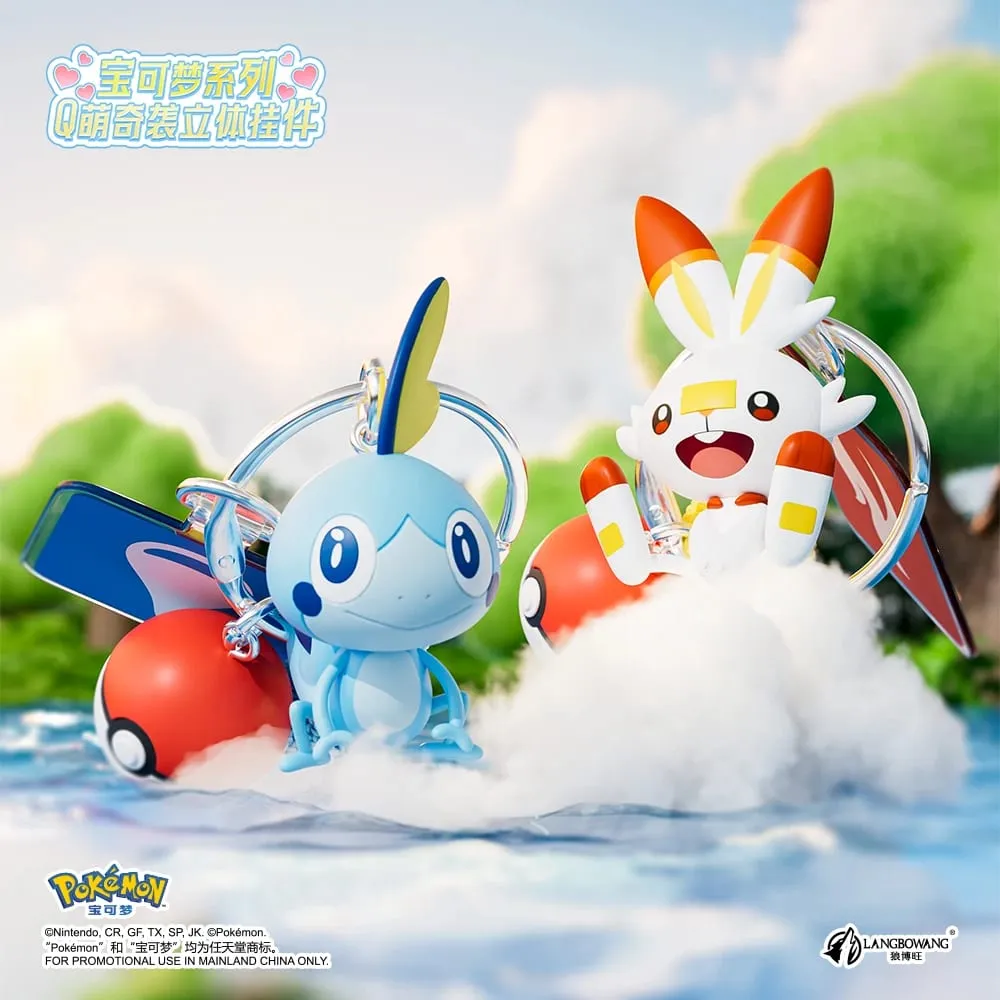 Gantungan Kunci Pokemon Scorbunny Tulen Grookey Riolu Sobble Wobbuffet Cubone Anime Action Figure Mainan Gantungan Kunci Hadiah Loket Wangian