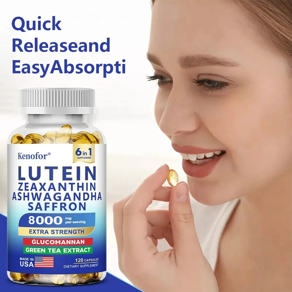 Lutein and Zeaxanthin Supplements 8000mg Per Serving | Essential Eye Vitamins & Vision Health Dietary Supplement NON-GMO