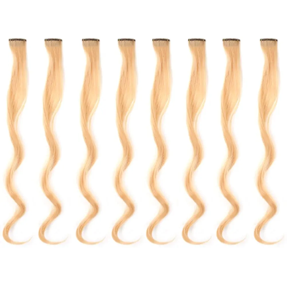 20 Inch Colourful Curly Wavy Party Highlights Clip in Synthetic Hairpieces 8 Pack Curly Colored Hair Extensions for Women