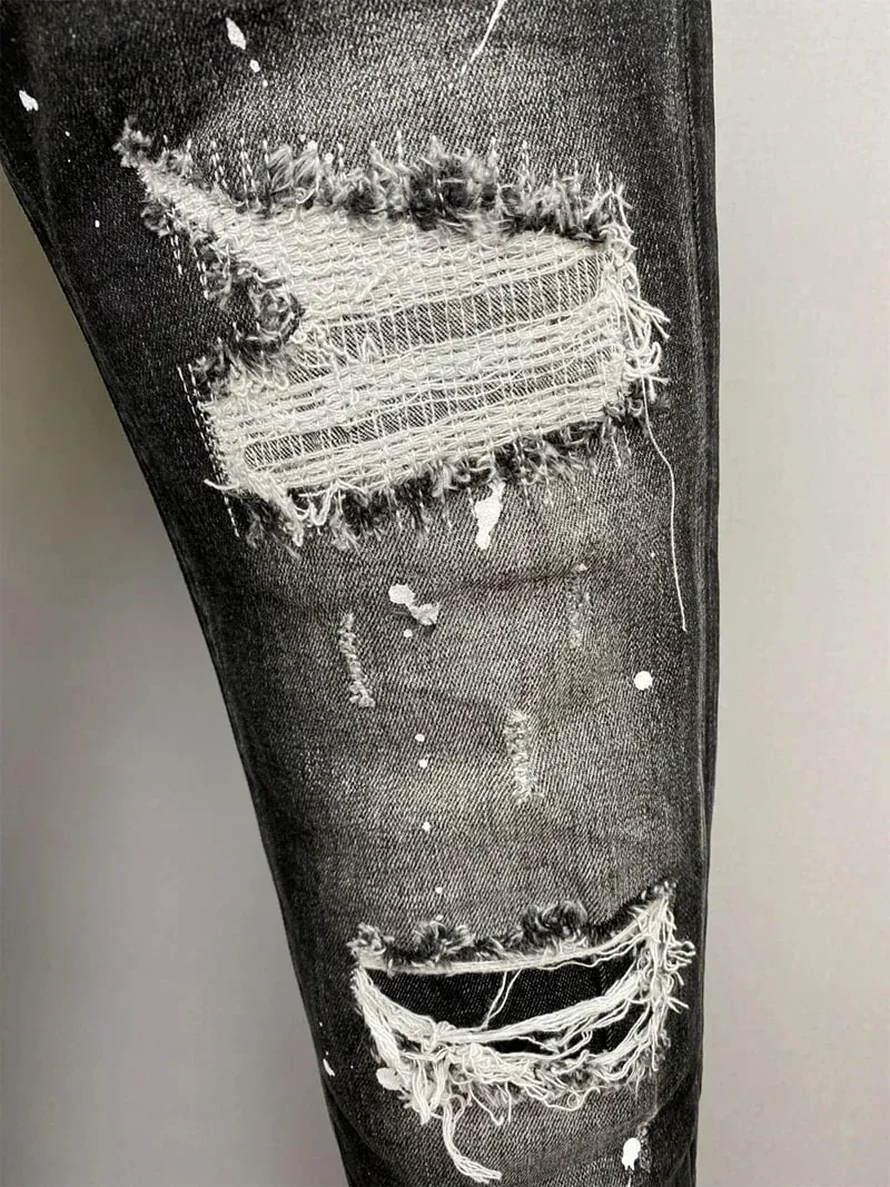 D2 Hombres Jeans Pantalones De Mezclilla Agujero Slim Lápiz Pantalones Botones De Metal Clásicos De Fiesta Moda Negro DSQ2 JENAS