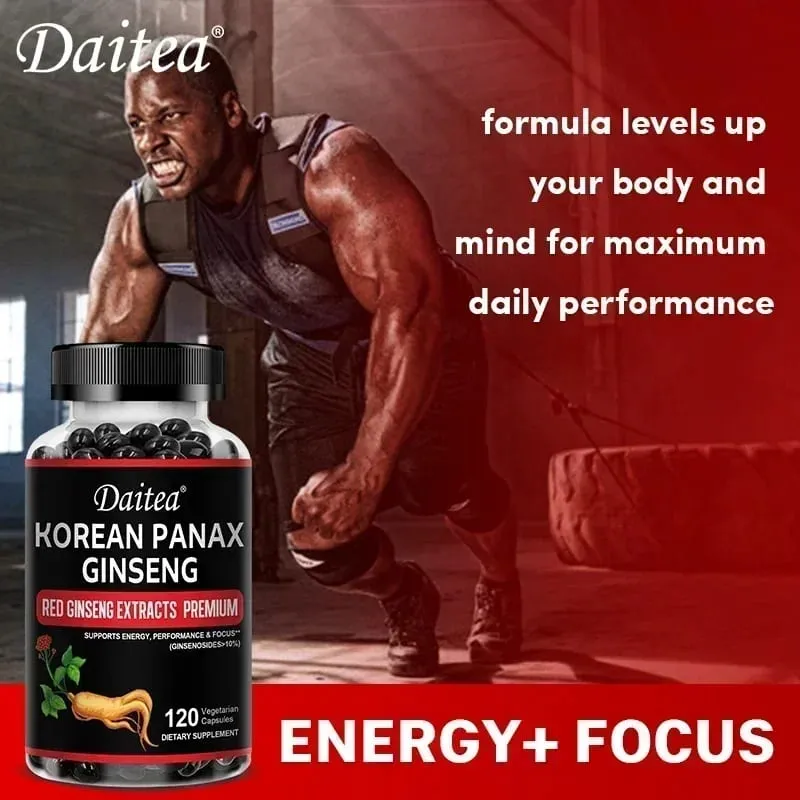 Korean Red Ginseng Capsules-1000 Mg Boosts Energy Endurance Athletic Performance and Muscle Strength Supports Immune Health