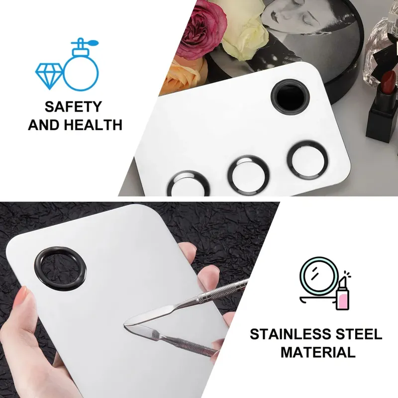 Stainless Steel Nail Art Palette Set for Professional Blending of Nail Polish Makeup Foundations Lipsticks Pigments Salon Home