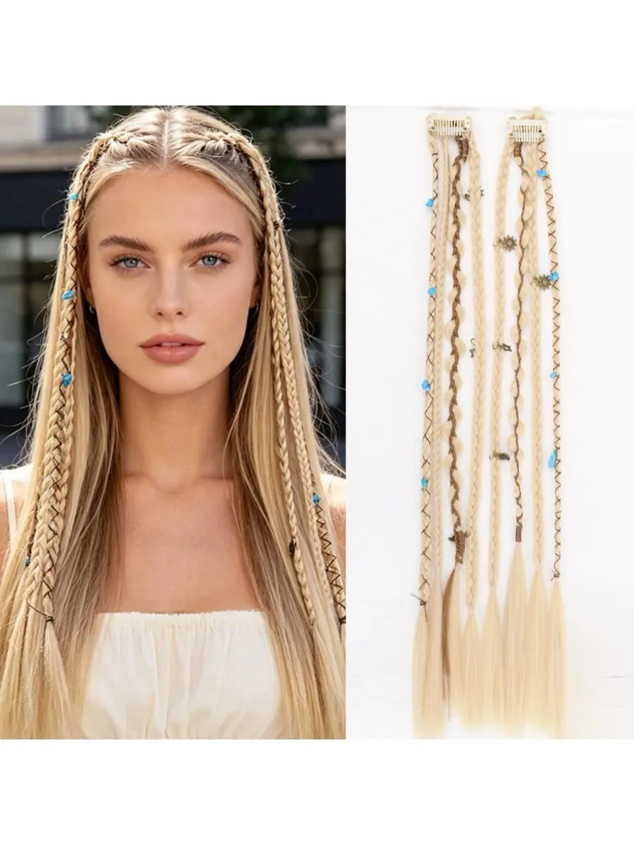 Ombre Synthetic Boho-style Small Twisted Braided Hair Extensions For Women Wig Braids BB Clip-on Spicy Girl Brown Boxing Braids