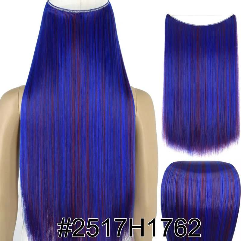 Synthetic Heat Resistant Hair Silky Straight Elasticity Invisible Wire Hair Extensions 8006