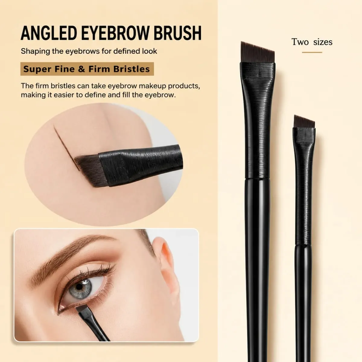Conjunto de pincéis de maquiagem para olhos de precisão de 5/7 peças | Foice e escovas de sobrancelha com delineador angular com design reversível de alça longa — image 4