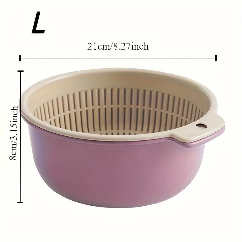 Kitchen Fruit Tray Removable Double Layer Fruit And Vegetable Basin Draining Basket Creative Household Rotating Washing Basket