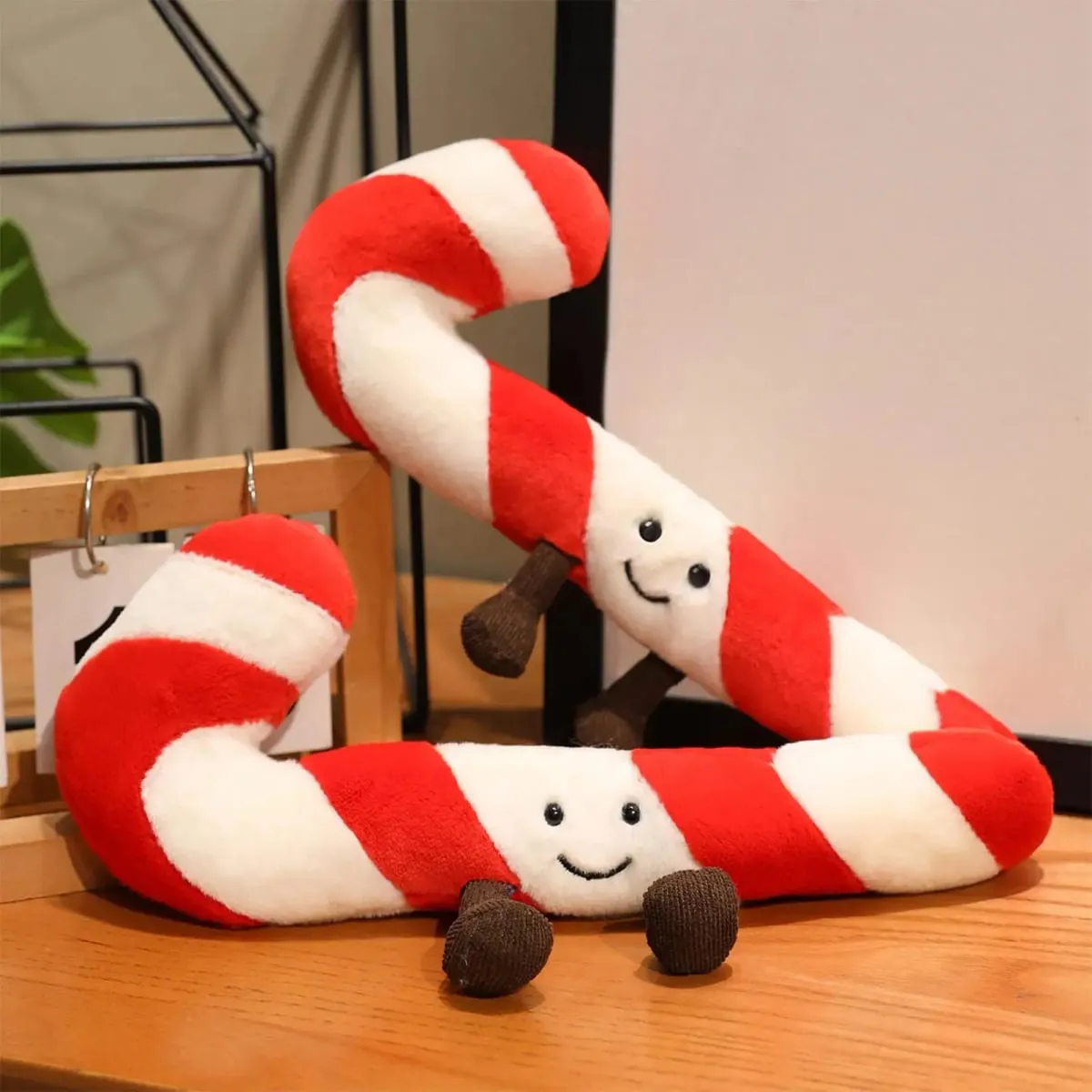 Candy Cane Christmas Throw Pillow 12 Inch - Festive Decorative Pillow for Adults Kids Bedroom Living Room & Stocking Stuffer