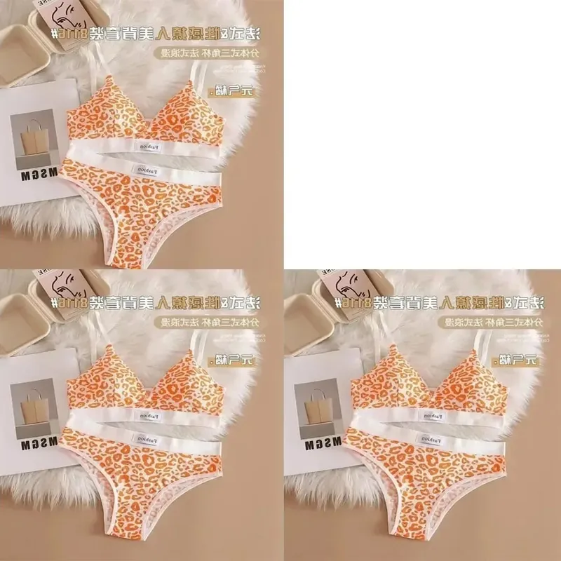 1/3Pcs Seamless Bra Set Low Waist Panties Leopard Bralette Sexy Lingerie Set Vneck Sport Brassiere Female Cotton Underwear — image 15