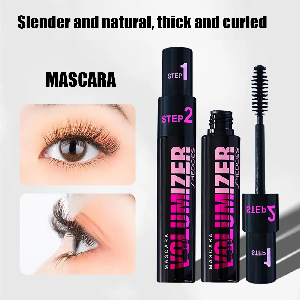 2 In 1 Long Curled Thick Mascara Silica Gel Brush Lengthening Volume Waterproof Lasting Eyelash Mascara Beauty Eyes Cosmetics — image 2