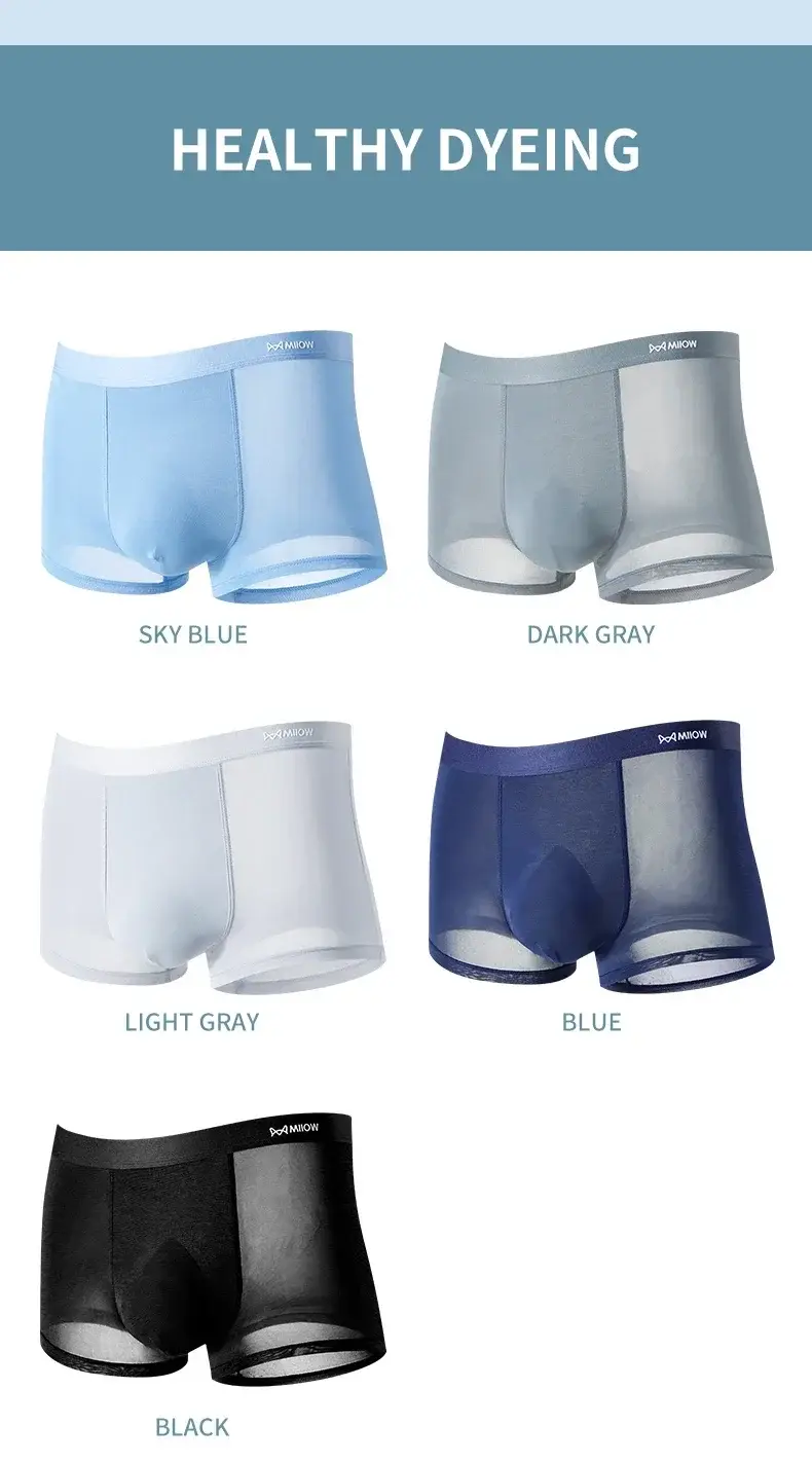 MiiOW 3 pezzi sottili boxer da uomo in seta di ghiaccio grafene antibatterico intimo uomo mutandine da uomo traspiranti boxer da uomo slip tronchi