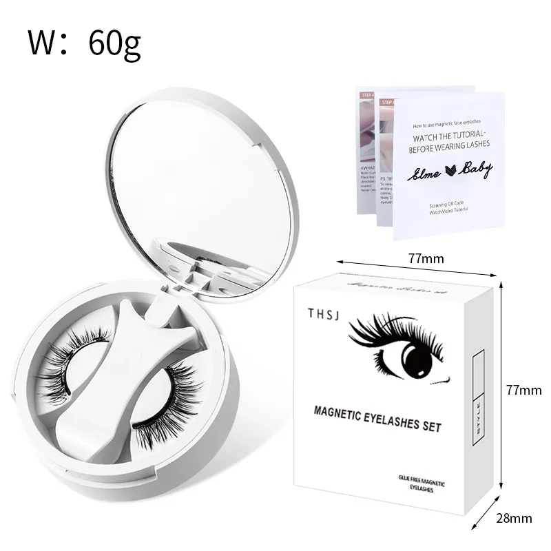 Brown Lashes 3Magnetic eyelashes integrated storage box 3D false eyelash with applicater natural thick glue-free eye lashes drop — image 4