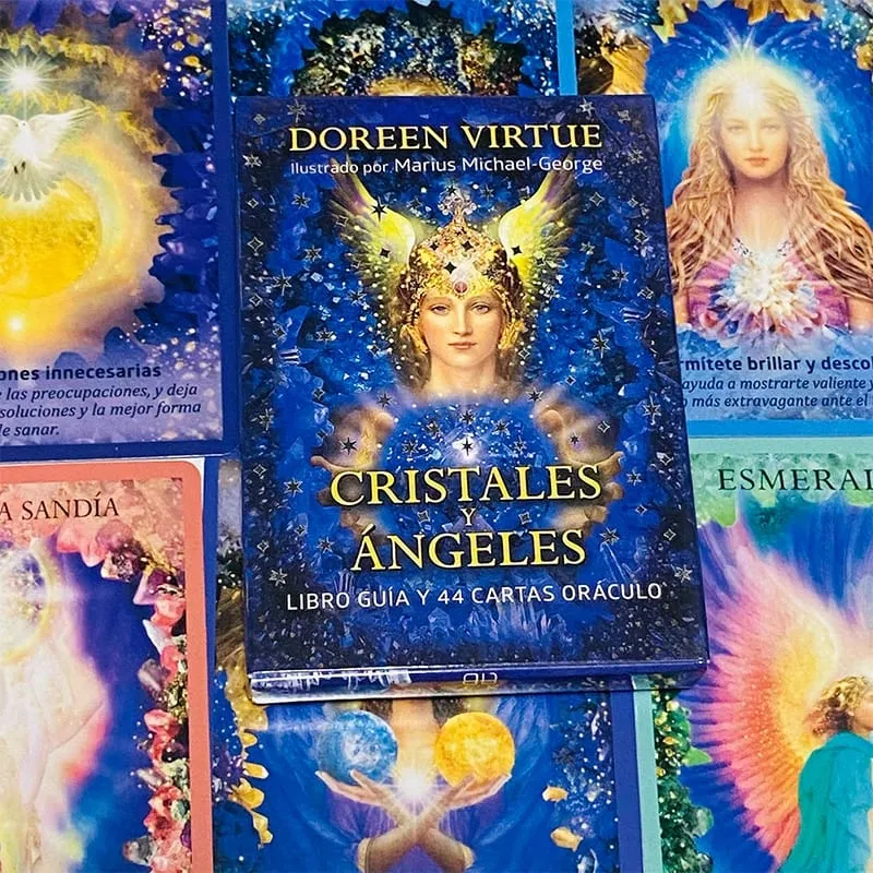 Crystals Angel Oracle Cards 44 Deck 10,4*7,4 cm Spanische Version Fate Divination Tarot Brettspiel Cristales Ángeles