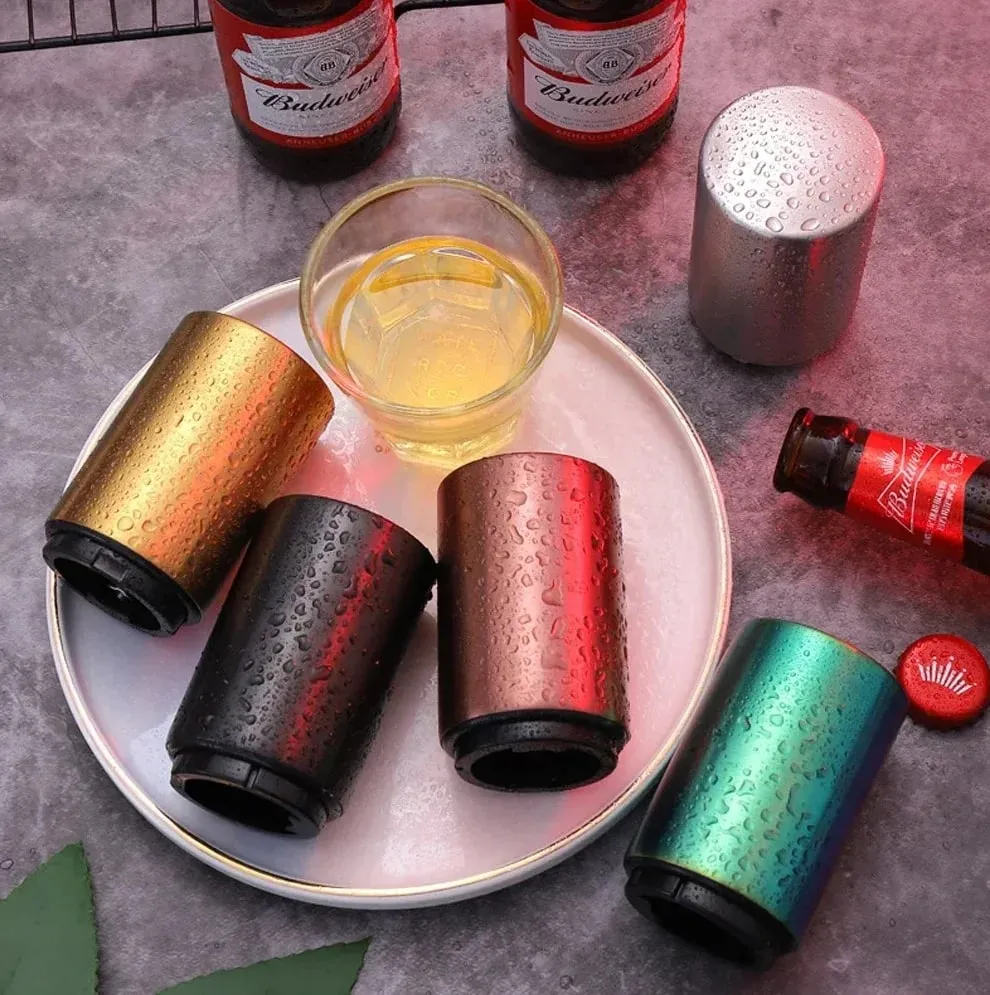 Automatic Beer Bottle Opener Stainless Steel Push Down Opener for Magnet Beer Soda Cap Bar Party Kitchen Accessories — image 3