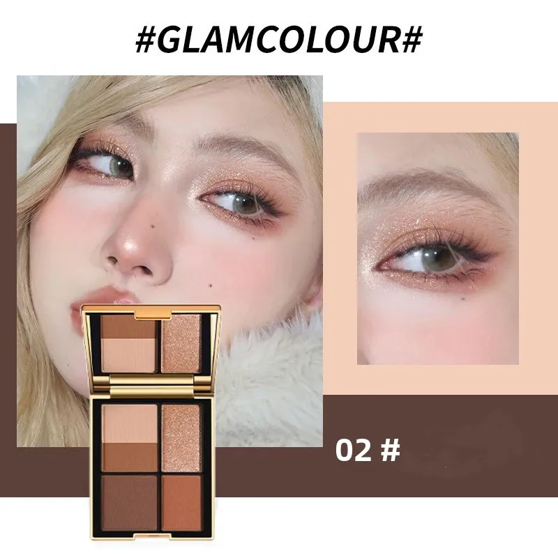 Versatile 5-Color Magic Eyeshadow Palette Brown Tones Matte Shimmer Finish Long-Lasting Eye Makeup Kit for All Ages — image 4