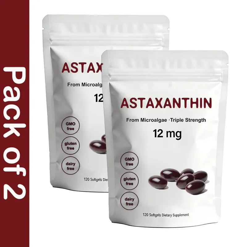 Astaxanthin 12mg Antioxidant Supplement Softgels for Women Men Premium Triple Strength Formula | Non-GMO Gluten Free No Soy