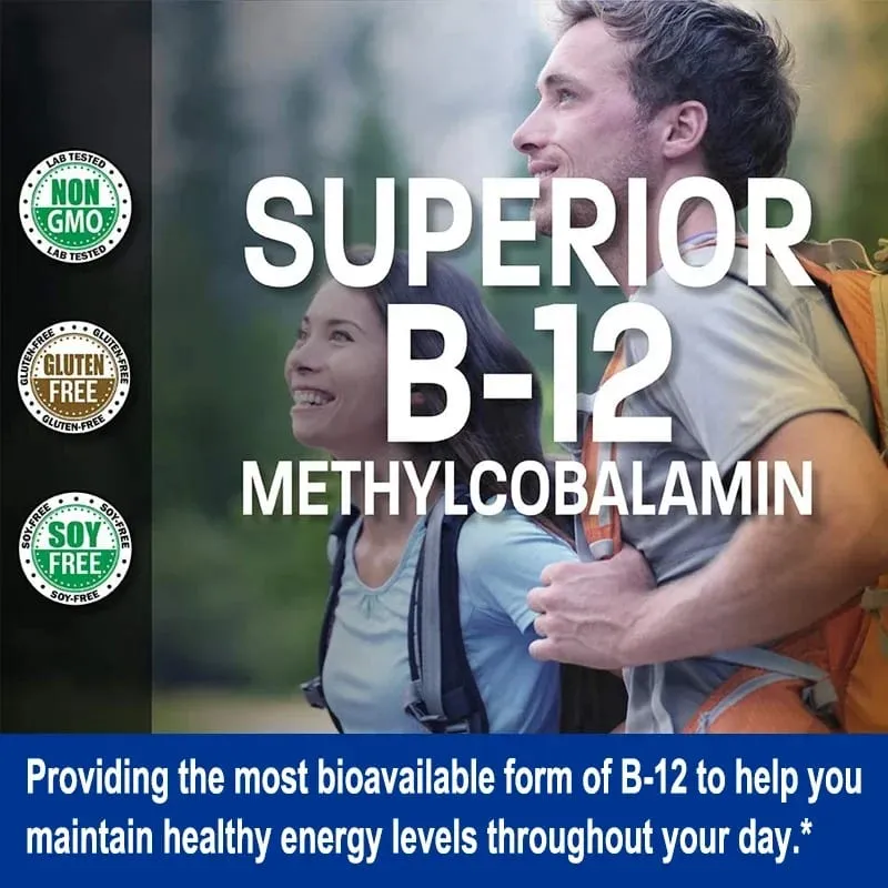 Vitamin B12 - 5000 MCG Supplement -Benefits Brain & Heart Function Supports Memory Learning Helps Boost Natural Energy