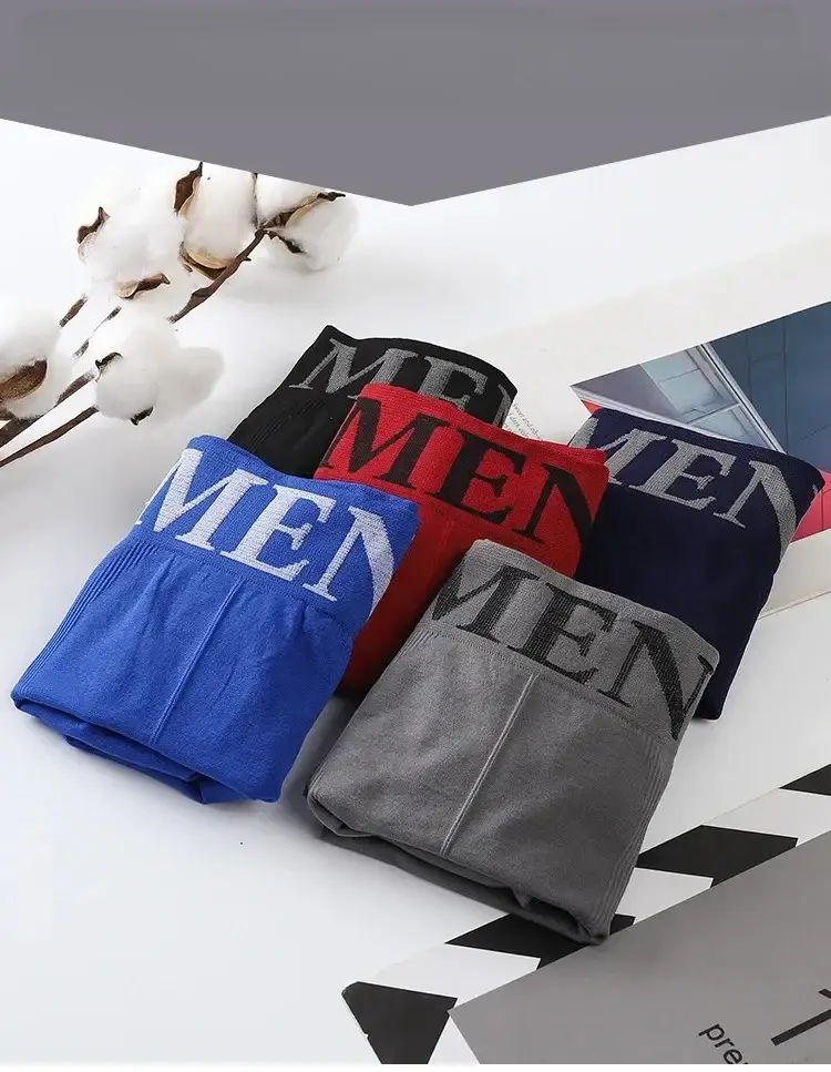 5Pcs/Lot Men's Boxers Underwear Breathable Panties Man Boxer Solid Underpants Comfortable Male Brand Shorts Black Blue Underwear