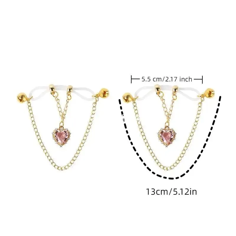 [NM] 1 Cặp Hình Trái Tim Đá Quý Ngực Kẹp Núm Vú Kích Thích Đồ Chơi Tình Dục Cho Nữ Cặp Đôi Núm Vú Kẹp Đồ Dùng Người Lớn [NM]